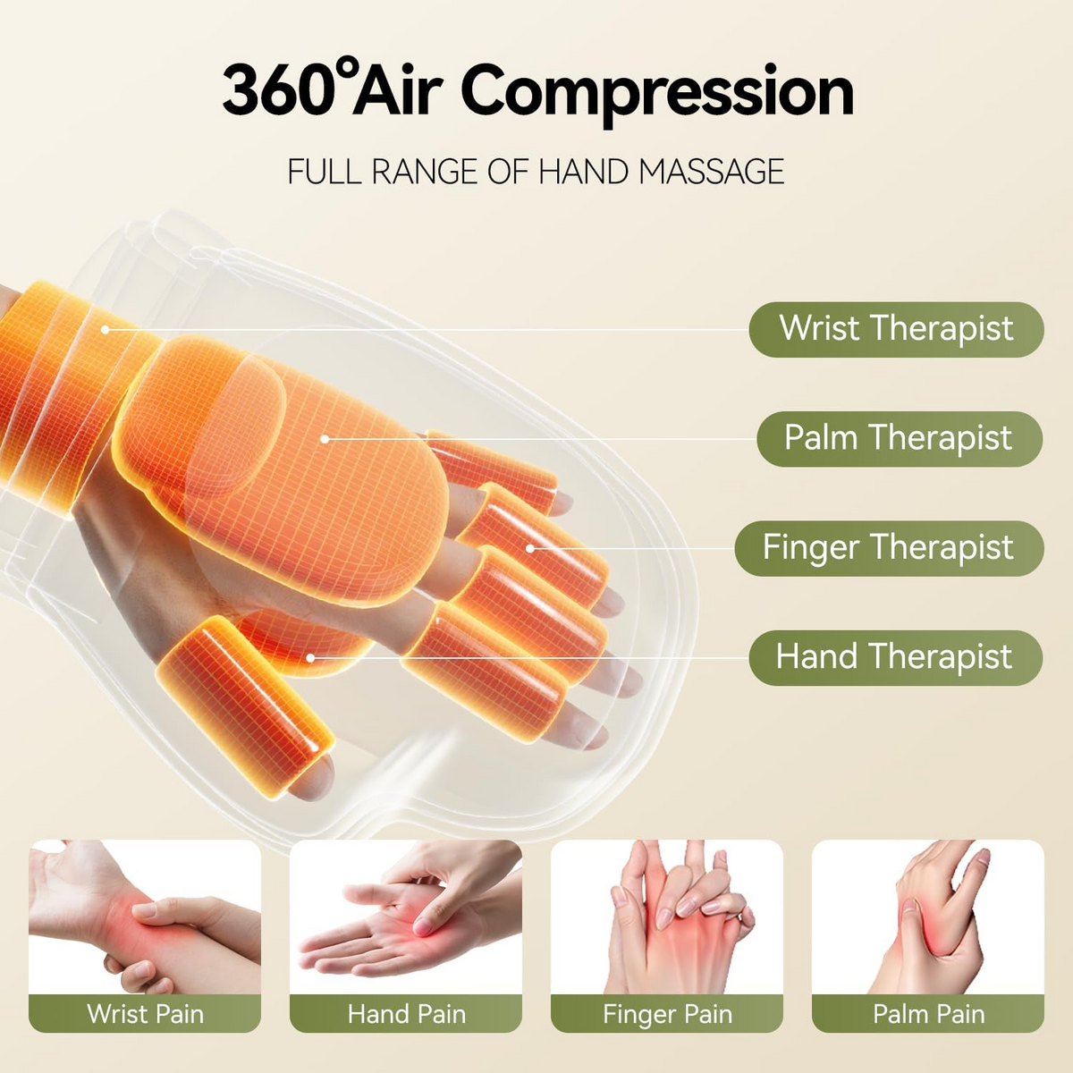 Heated Compression Hand Massager with 3 Heat Settings
